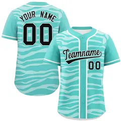 Aqua White Zebra Graffiti Authentic Baseball Jersey 1