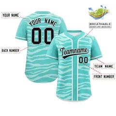 Aqua White Zebra Graffiti Authentic Baseball Jersey 2