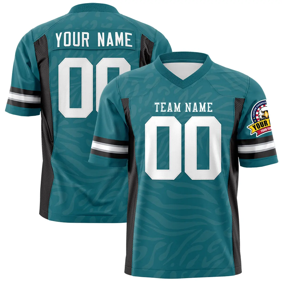 Aqua White Zebra Stripes Football Jersey