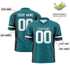 Aqua White Zebra Stripes Football Jersey 2