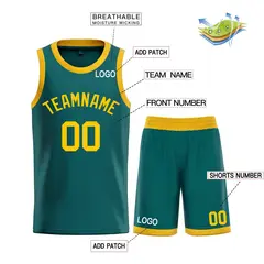 Aqua Yellow Bull Classic Curved Basketball Jersey 3