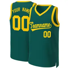 Aqua Yellow Classic Basketball Jersey 1