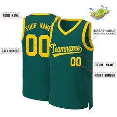 Aqua Yellow Classic Basketball Jersey 2