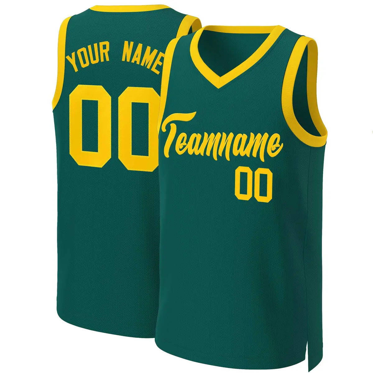 Aqua Yellow Classic Basketball Jersey