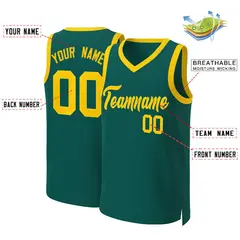 Aqua Yellow Classic Basketball Jersey 2