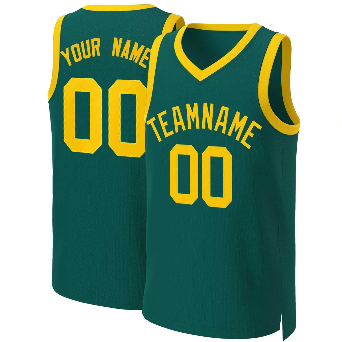 Aqua Yellow Classic Basketball Jersey