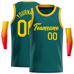 Aqua Yellow Classic Casual Basketball Jersey 1