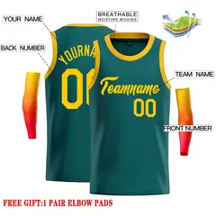 Aqua Yellow Classic Casual Basketball Jersey 2