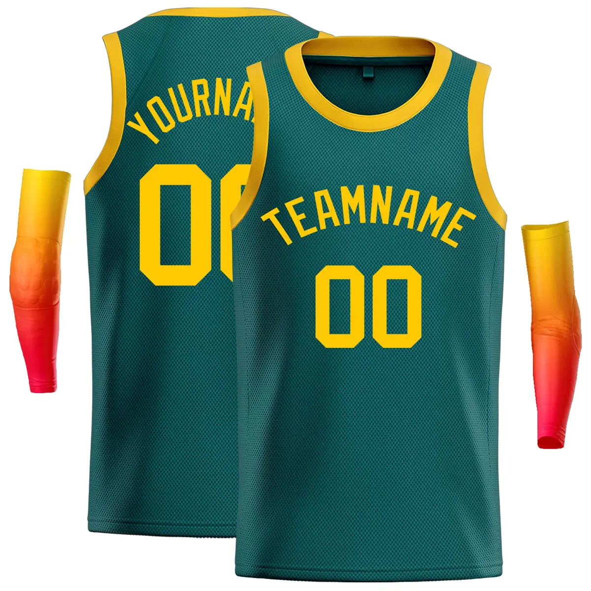 Aqua Yellow Classic Casual Basketball Jersey
