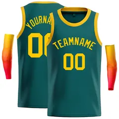 Aqua Yellow Classic Casual Basketball Jersey