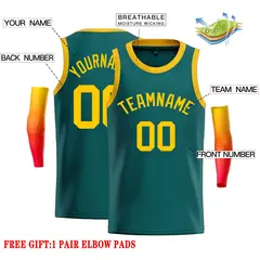 Aqua Yellow Classic Casual Basketball Jersey 2