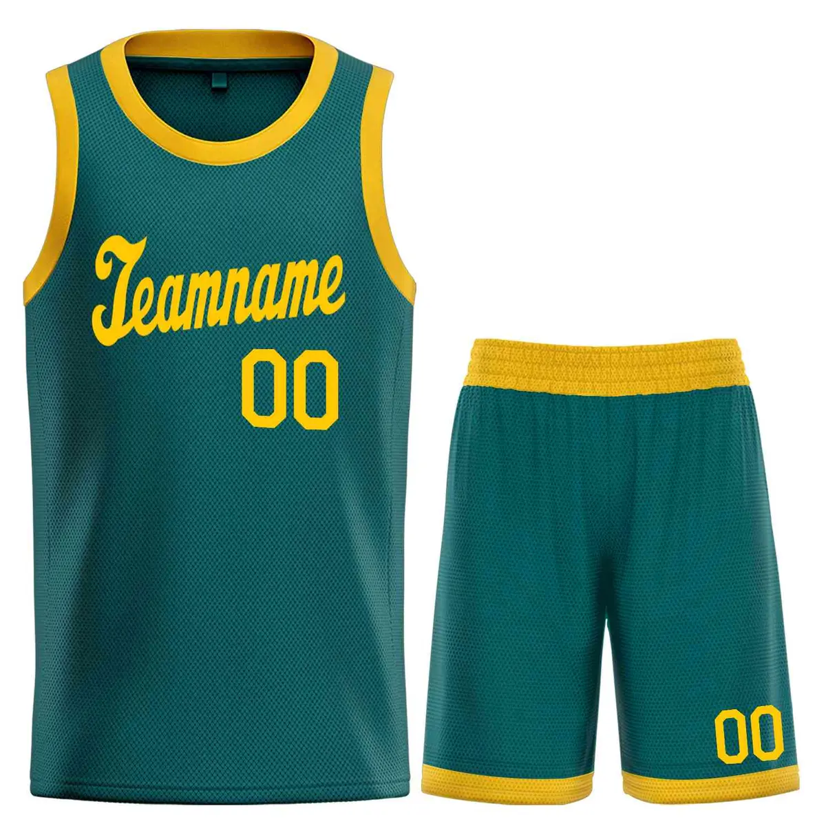 Aqua Yellow Classic Sets Basketball Uniform Jersey