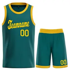 Aqua Yellow Classic Sets Basketball Uniform Jersey 1