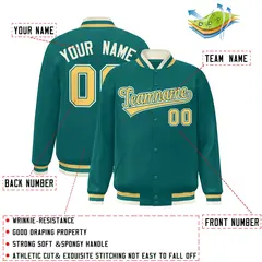 Aqua Yellow Classic Style Varsity Letterman Baseball Jacket 2