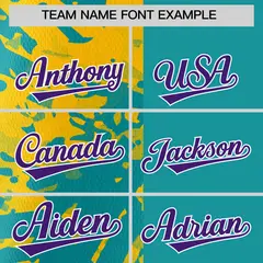 Aqua Yellow Split Graffiti Raglan Sleeve Baseball Jersey 3