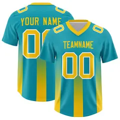 Aqua Yellow Vertical Gradient Stripe Fashion Football Jersey 1