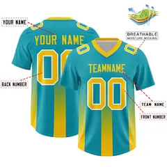 Aqua Yellow Vertical Gradient Stripe Fashion Football Jersey 2