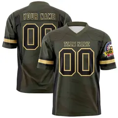 Army Green Light Brown Scratch Pattern Football Jersey