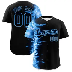 Black 3D Flame Authentic Baseball Jersey 1