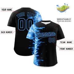 Black 3D Flame Authentic Baseball Jersey 2