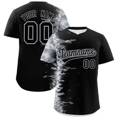 Black 3D Flame Authentic Baseball Jersey 1