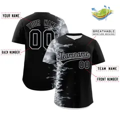 Black 3D Flame Authentic Baseball Jersey 2