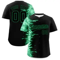 Black 3D Flame Authentic Baseball Jersey 1