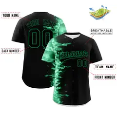 Black 3D Flame Authentic Baseball Jersey 2