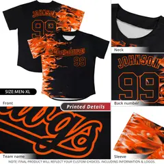Black 3D Flame Authentic Baseball Jersey 5