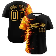 Black 3D Flame Authentic Baseball Jersey