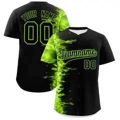 Black 3D Flame Authentic Baseball Jersey