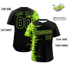 Black 3D Flame Authentic Baseball Jersey 2