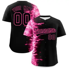 Black 3D Flame Authentic Baseball Jersey