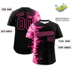 Black 3D Flame Authentic Baseball Jersey 2