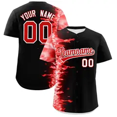 Black 3D Flame Authentic Baseball Jersey 1