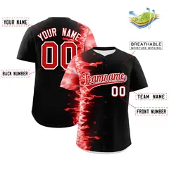 Black 3D Flame Authentic Baseball Jersey 2