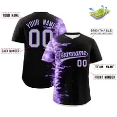 Black 3D Flame Authentic Baseball Jersey 2