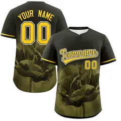 Black 3D Flower Design Authentic Baseball Jersey