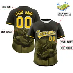 Black 3D Flower Design Authentic Baseball Jersey 2