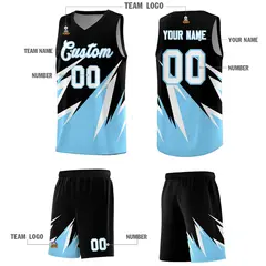 Black Abstract Mountain Pattern Basketball Jersey 4