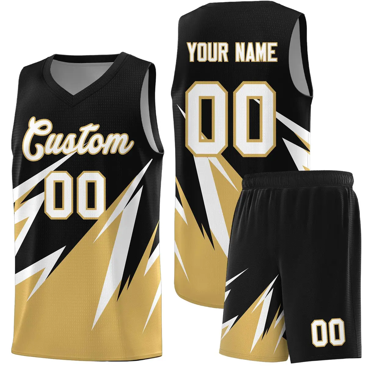 Black Abstract Mountain Pattern Basketball Jersey