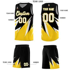 Black Abstract Mountain Pattern Basketball Jersey 4