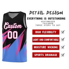 Black Abstract Mountain Pattern Basketball Jersey 2