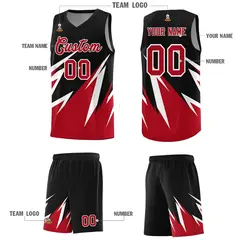 Black Abstract Mountain Pattern Basketball Jersey 4
