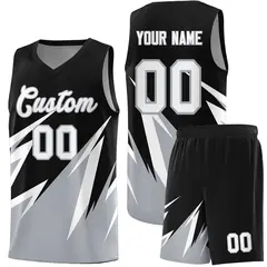 Black Abstract Mountain Pattern Basketball Jersey 1