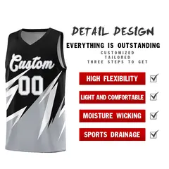 Black Abstract Mountain Pattern Basketball Jersey 2