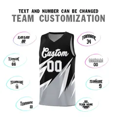 Black Abstract Mountain Pattern Basketball Jersey 3