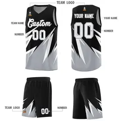Black Abstract Mountain Pattern Basketball Jersey 4