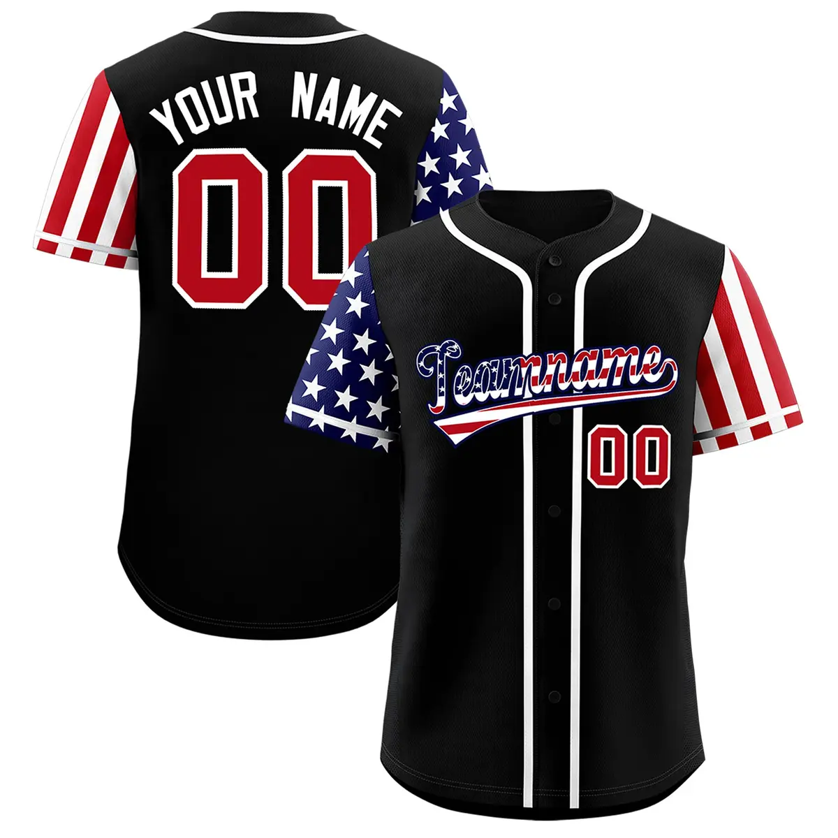 Black American Flag Design Baseball Jersey