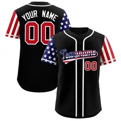 Black American Flag Design Baseball Jersey